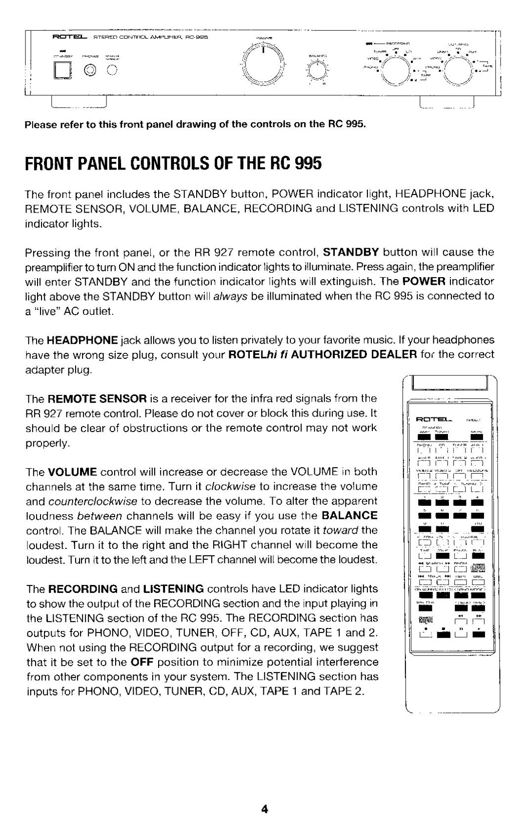 Rotel RC-995 manual 