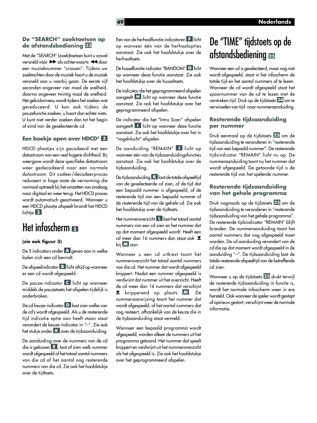 Rotel RCC-1055 Het infoscherm, De ÒTIMEÓ tijdstoets op de afstandsbediening, Een boekje open over HDCD¨, Nederlands 