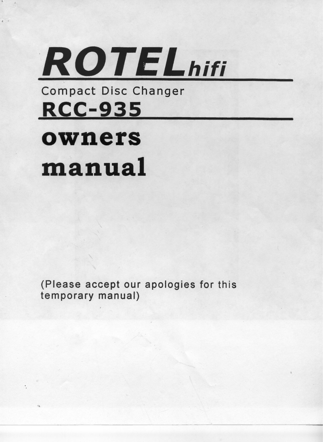 Rotel RCC-935 manual 