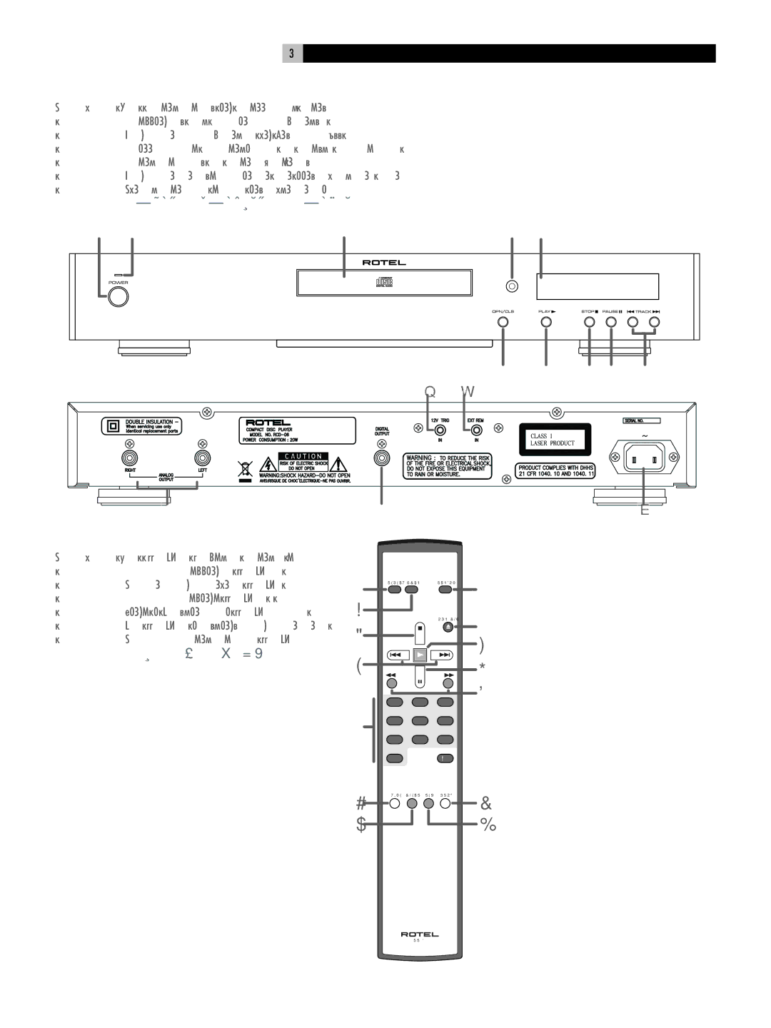 Rotel RCD-06 owner manual Органы управления и разъемы 