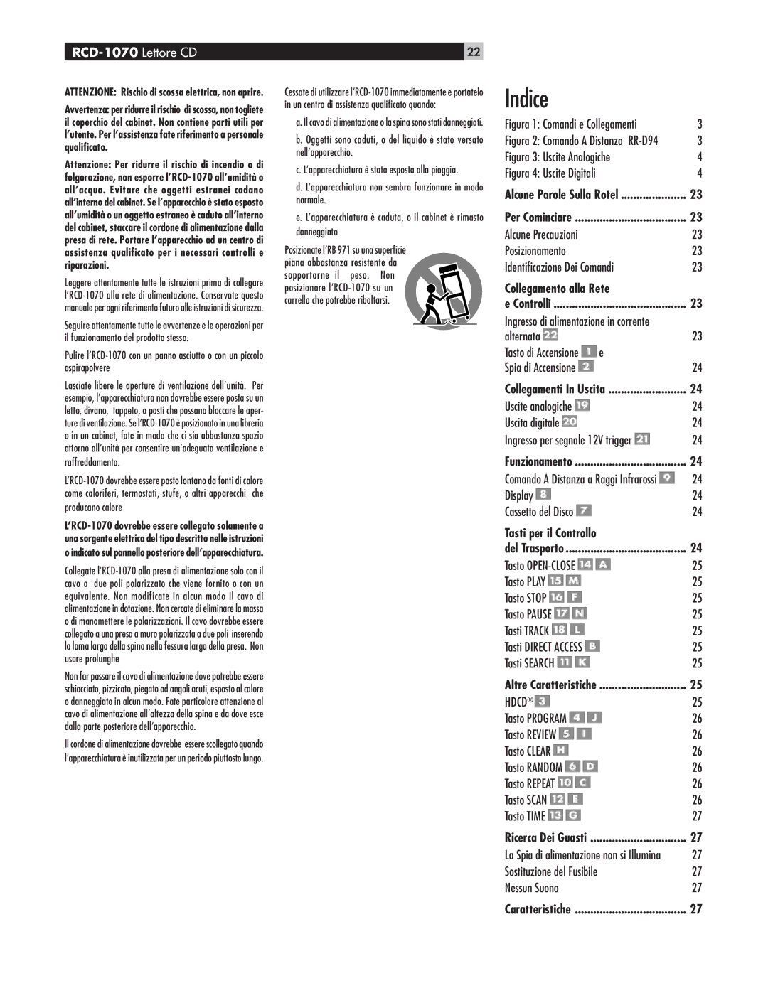 Rotel RCD-1070 owner manual Indice 