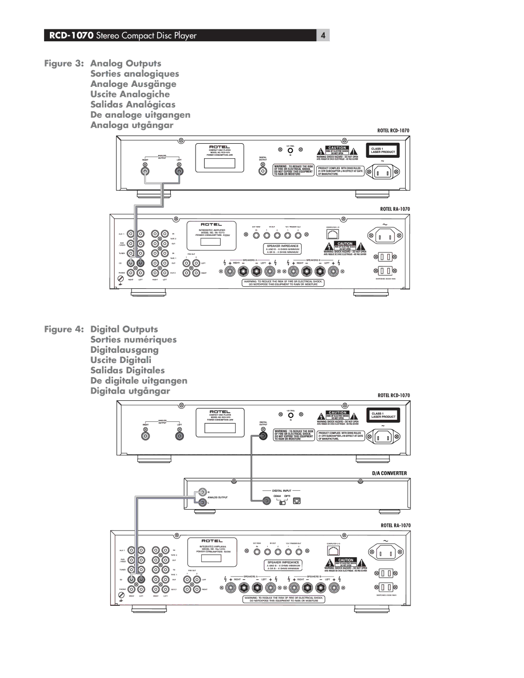 Rotel owner manual RCD-1070 Stereo Compact Disc Player, Rotel RA-1070 