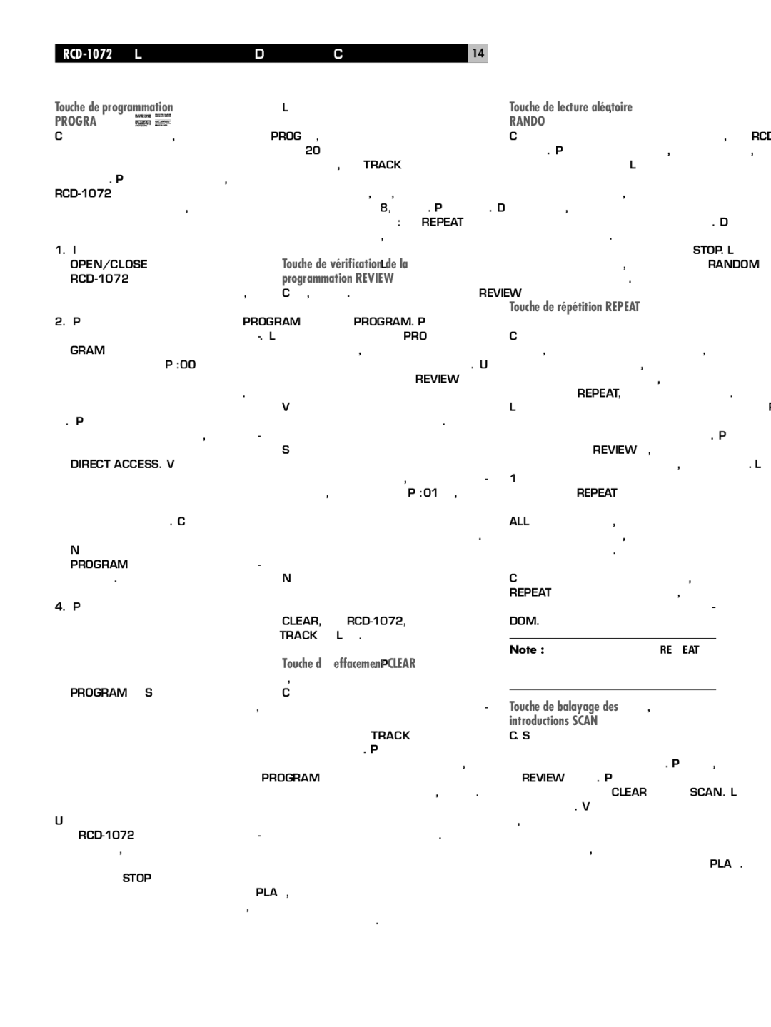 Rotel RCD-1072 owner manual Program, Random 