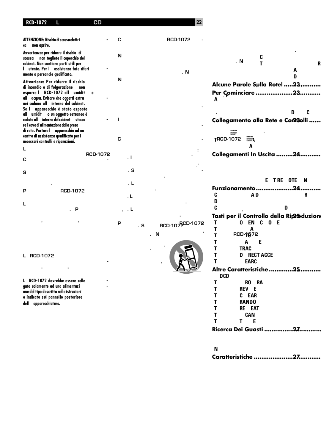 Rotel RCD-1072 owner manual Indice 