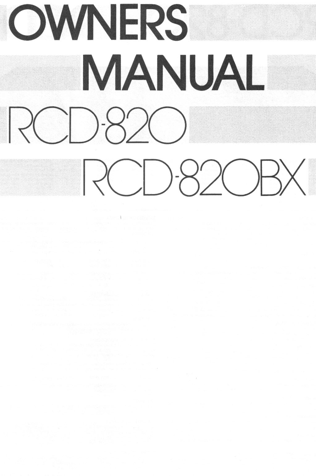 Rotel RCD-820BX manual 