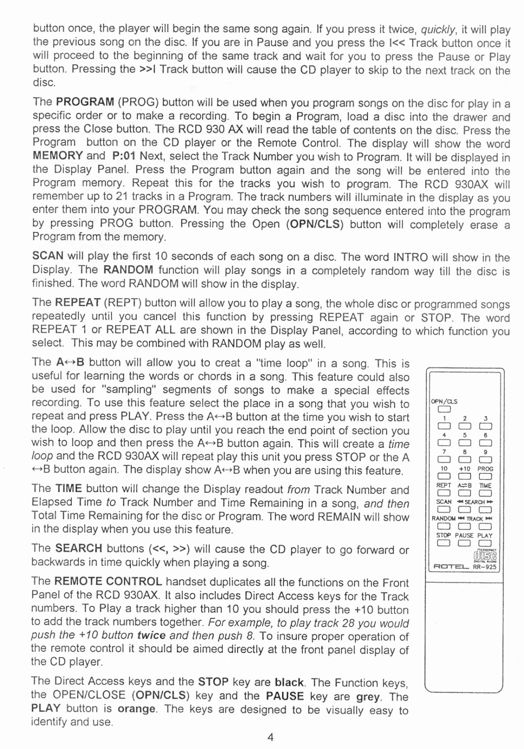 Rotel RCD 930AX manual 