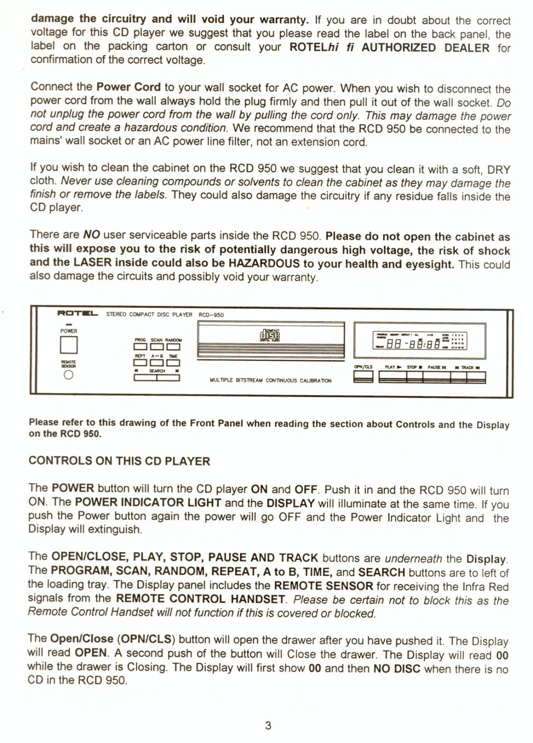 Rotel RCD 950 manual 