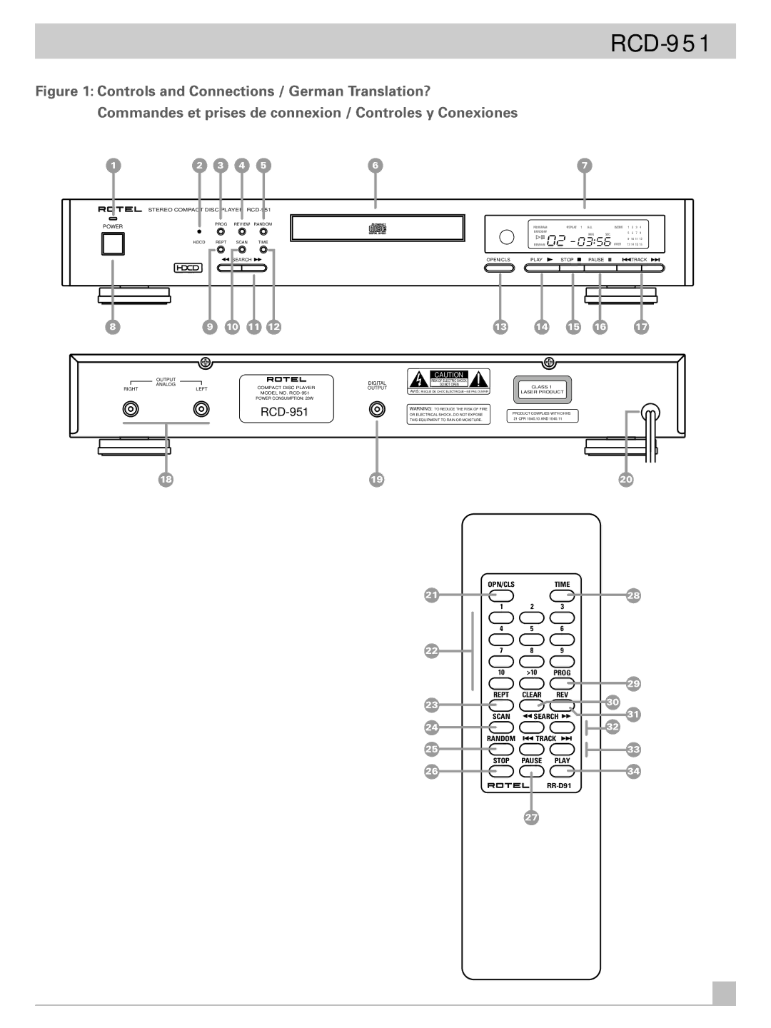 Rotel RCD-951 owner manual 