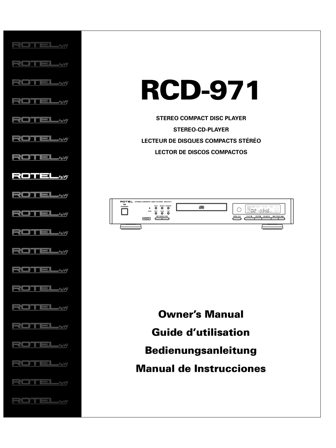 Rotel RCD-971 owner manual Guide d’utilisation, Bedienungsanleitung, Manual de Instrucciones, Stereo Compact Disc Player 