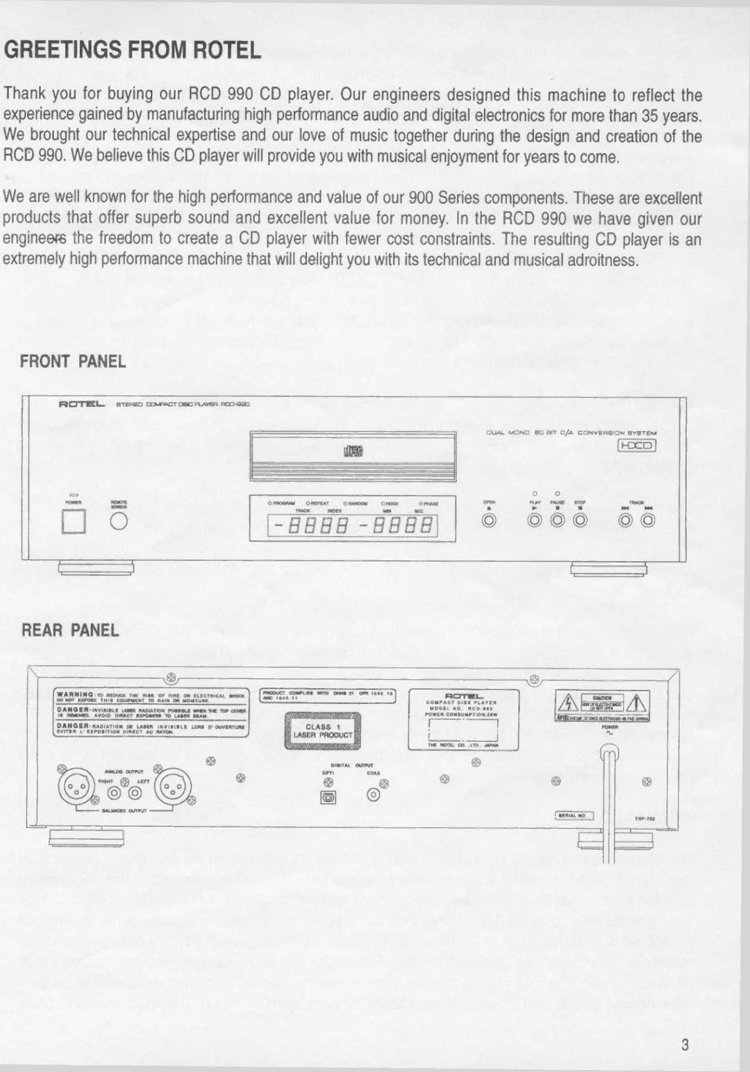 Rotel RCD 990 manual 