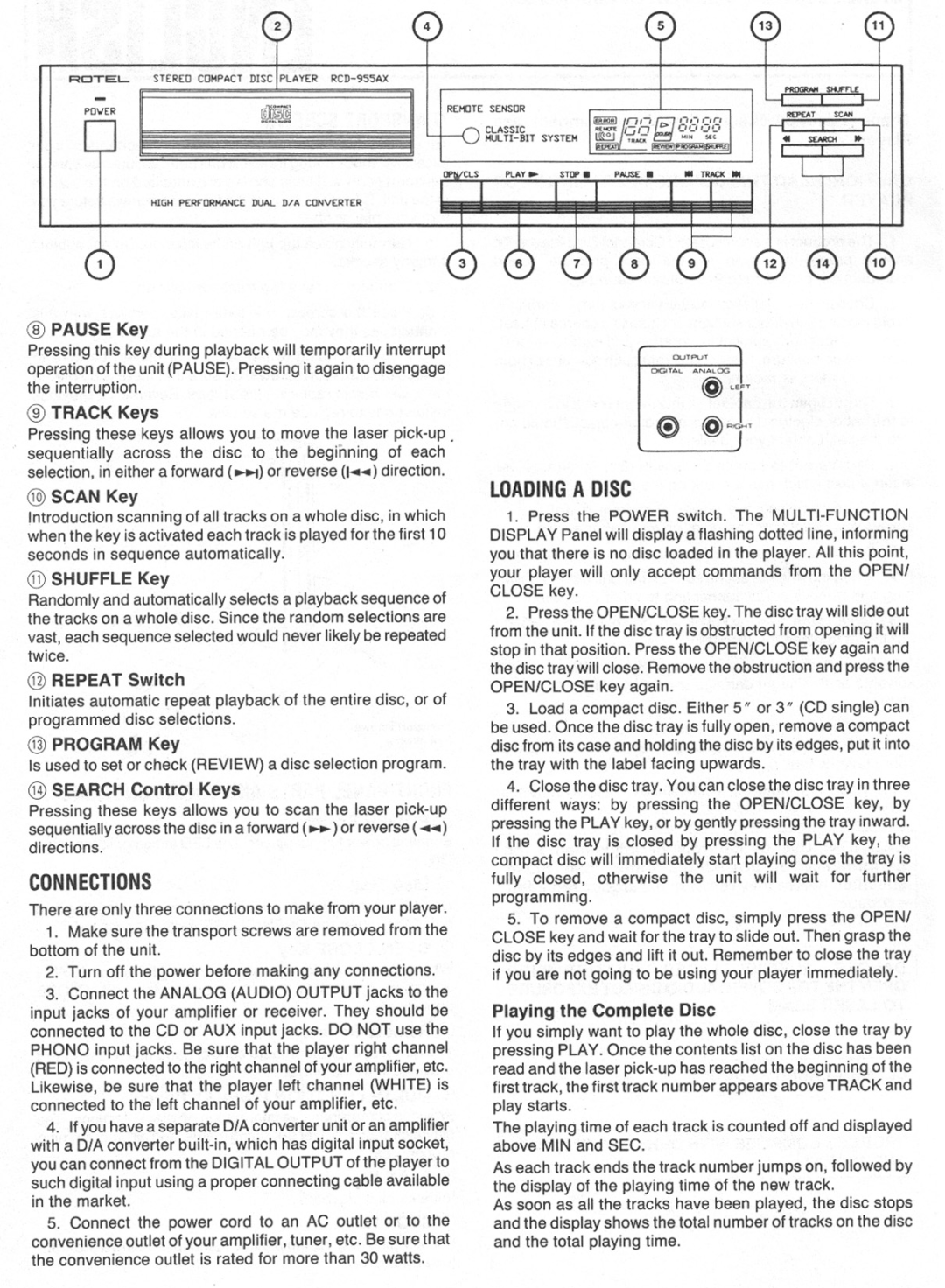 Rotel RCD955AX manual 