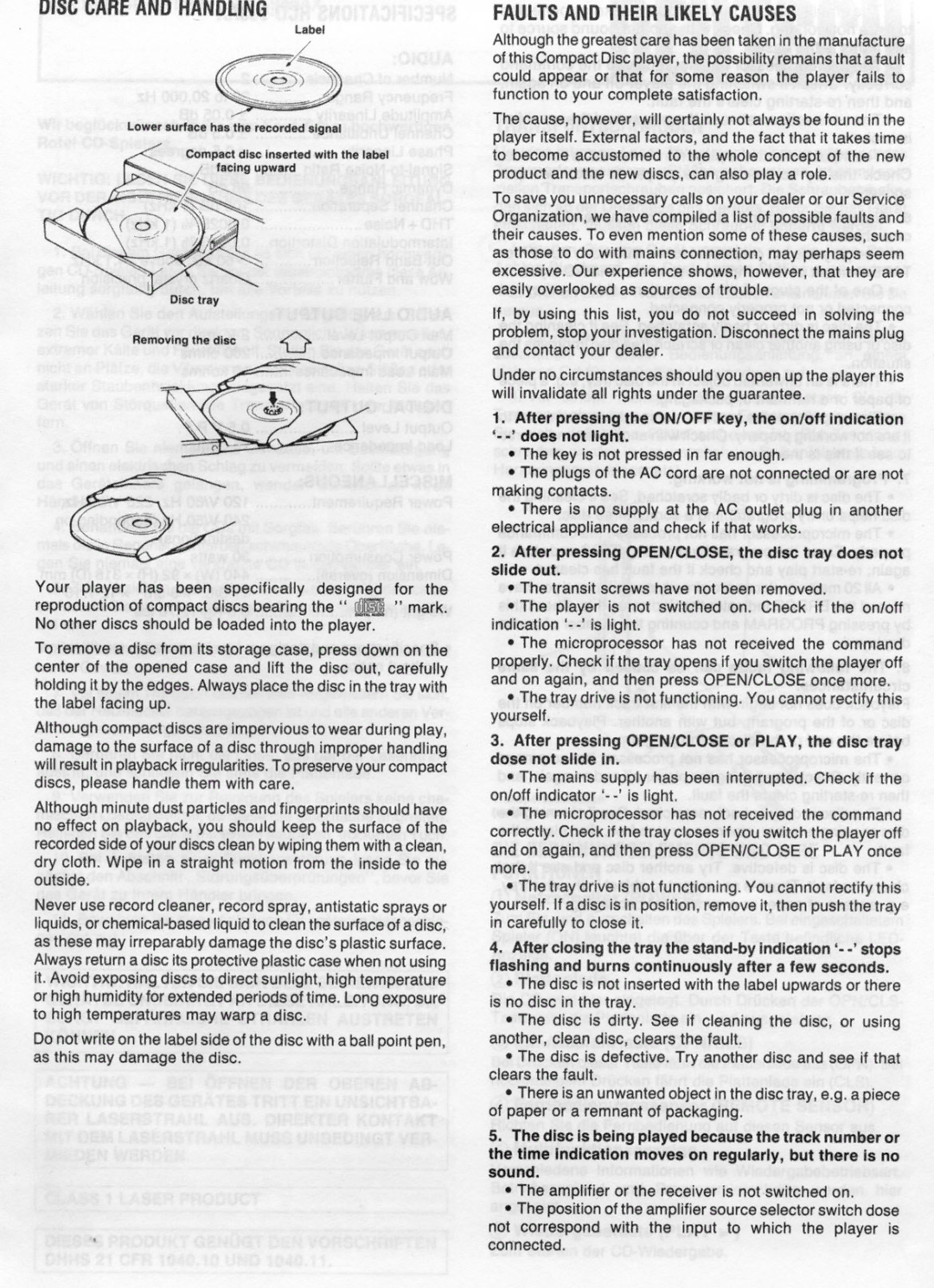 Rotel RCD955AX manual 