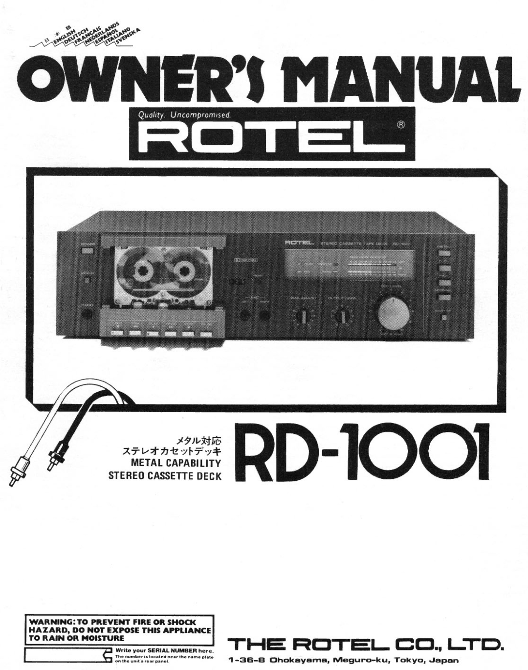 Rotel RD-1001 manual 