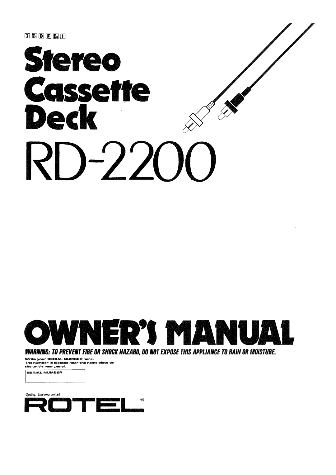 Rotel RD-2000 manual 