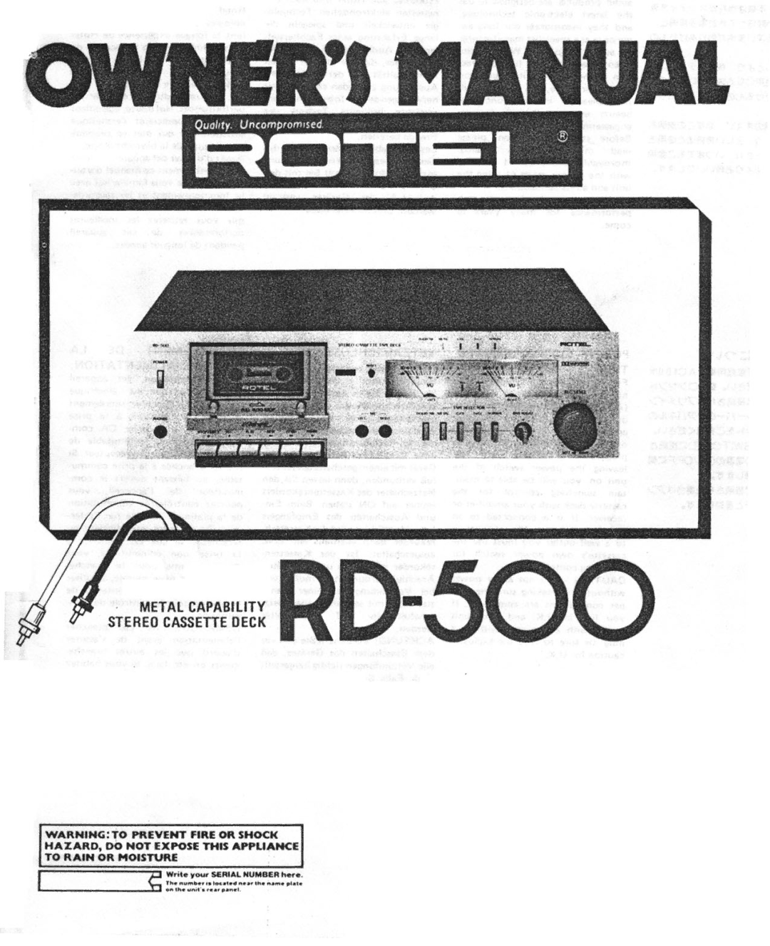 Rotel RD-500 manual 