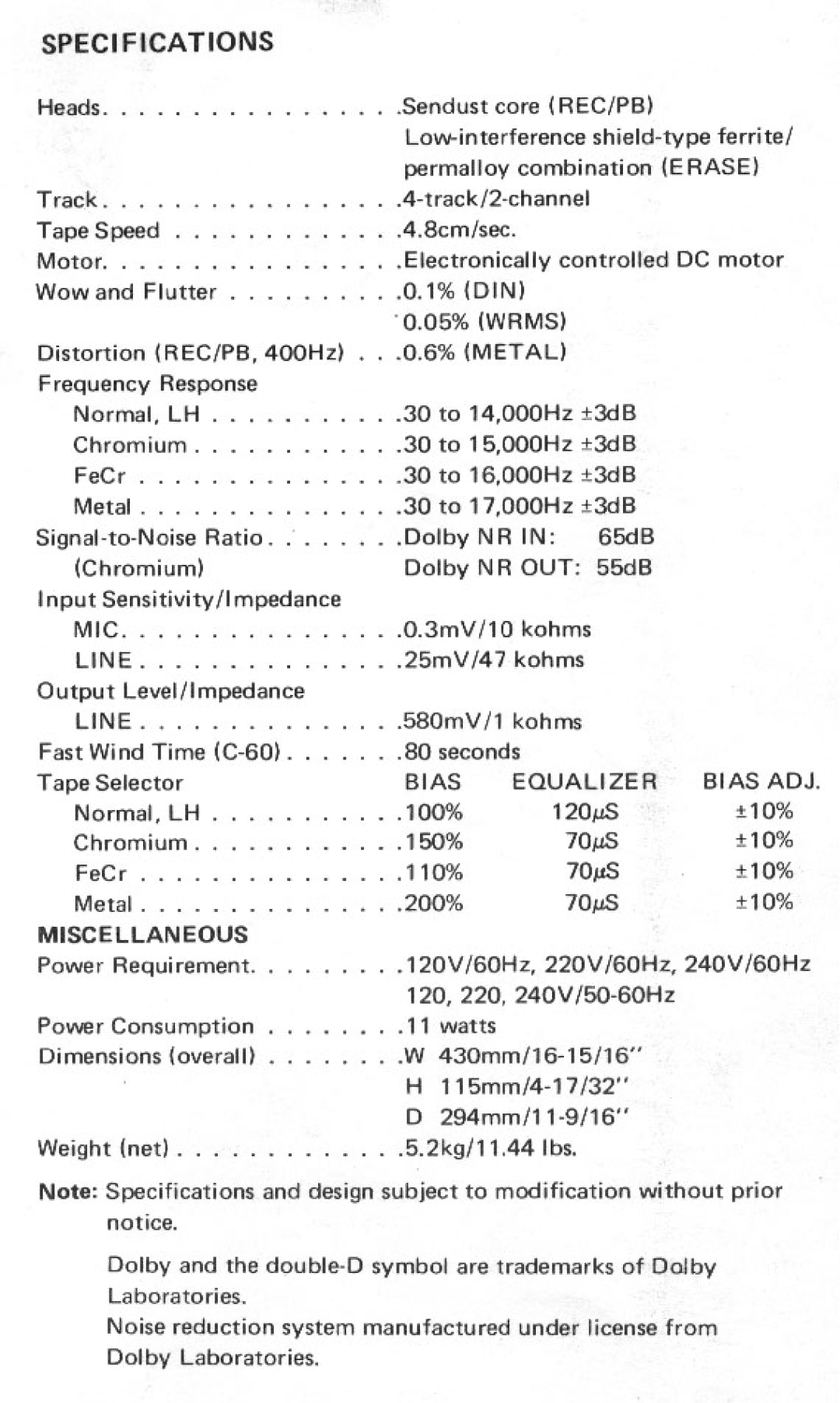 Rotel RD-550 manual 