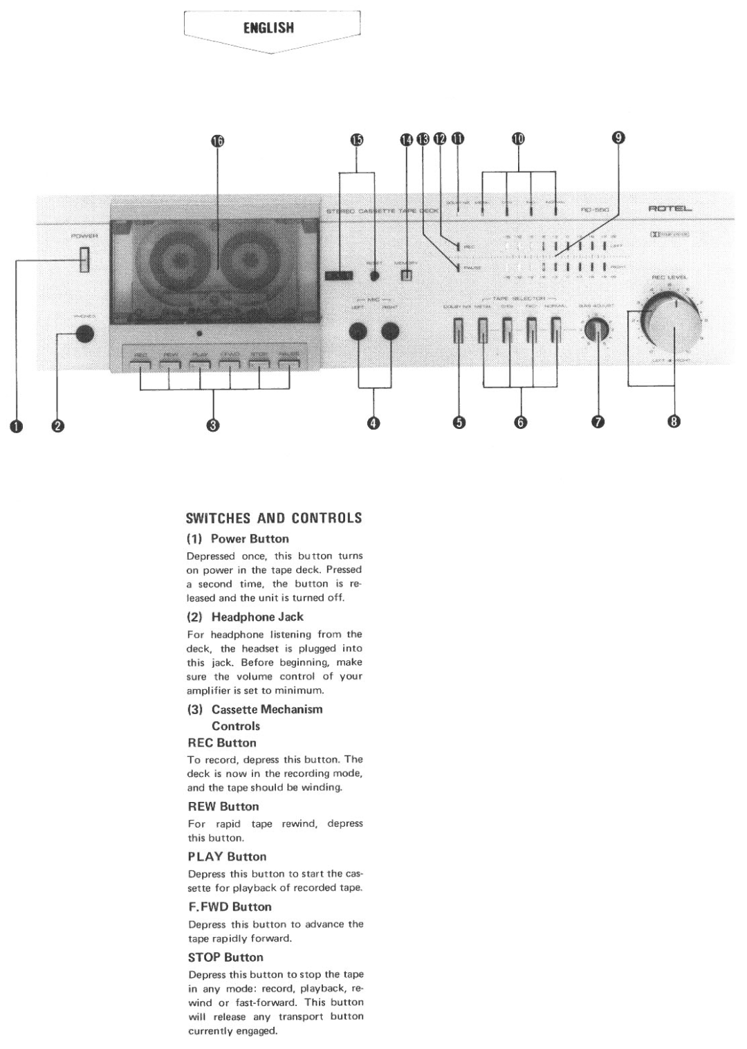 Rotel RD-550 manual 