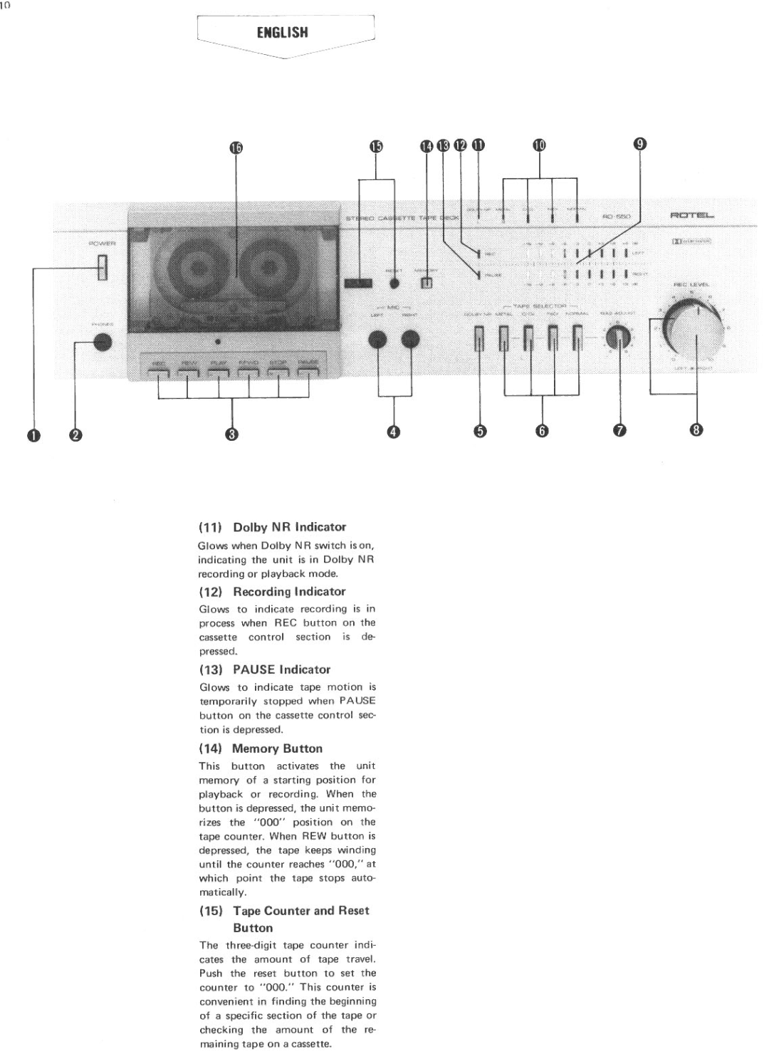 Rotel RD-550 manual 