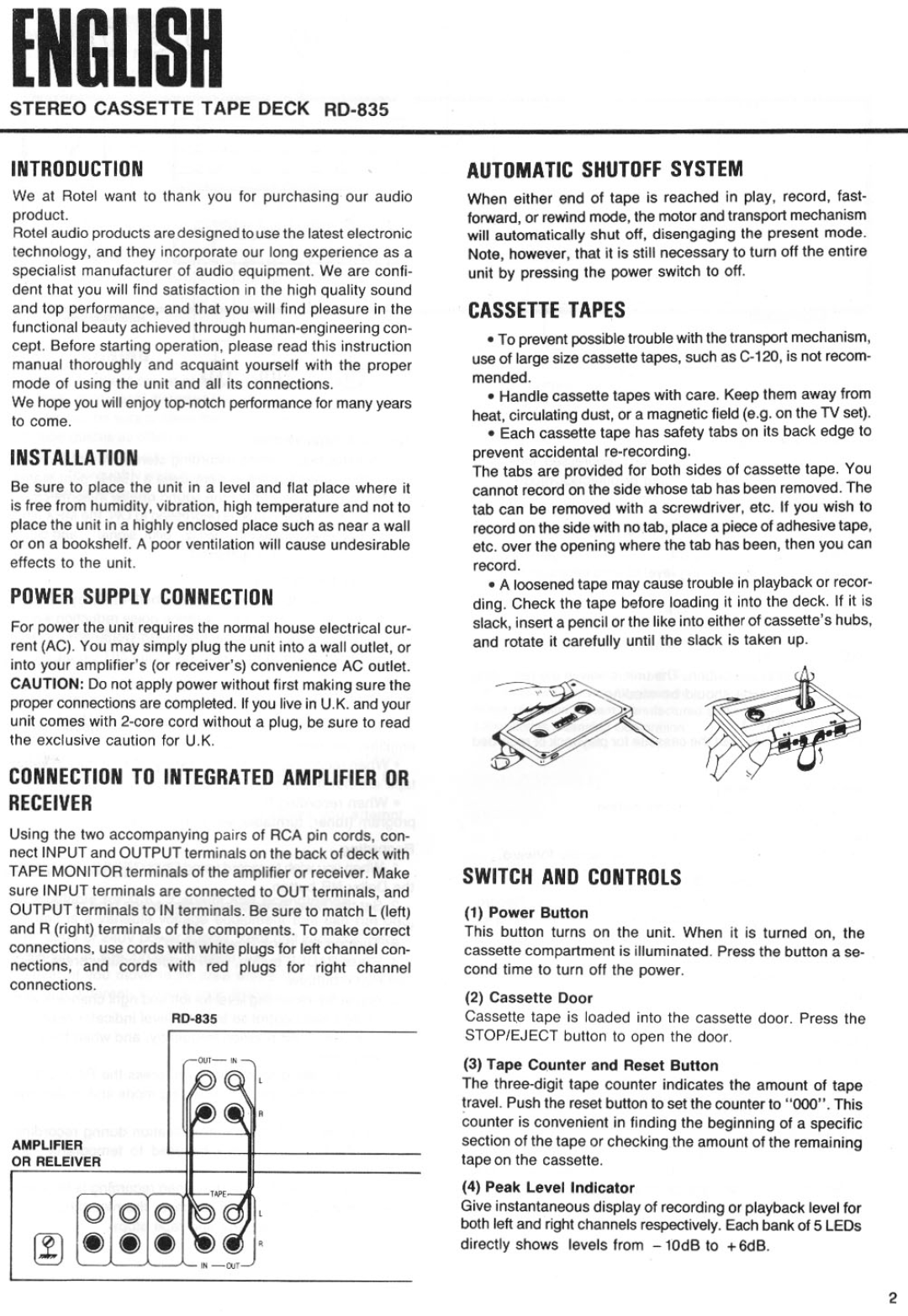 Rotel RD-835 manual 