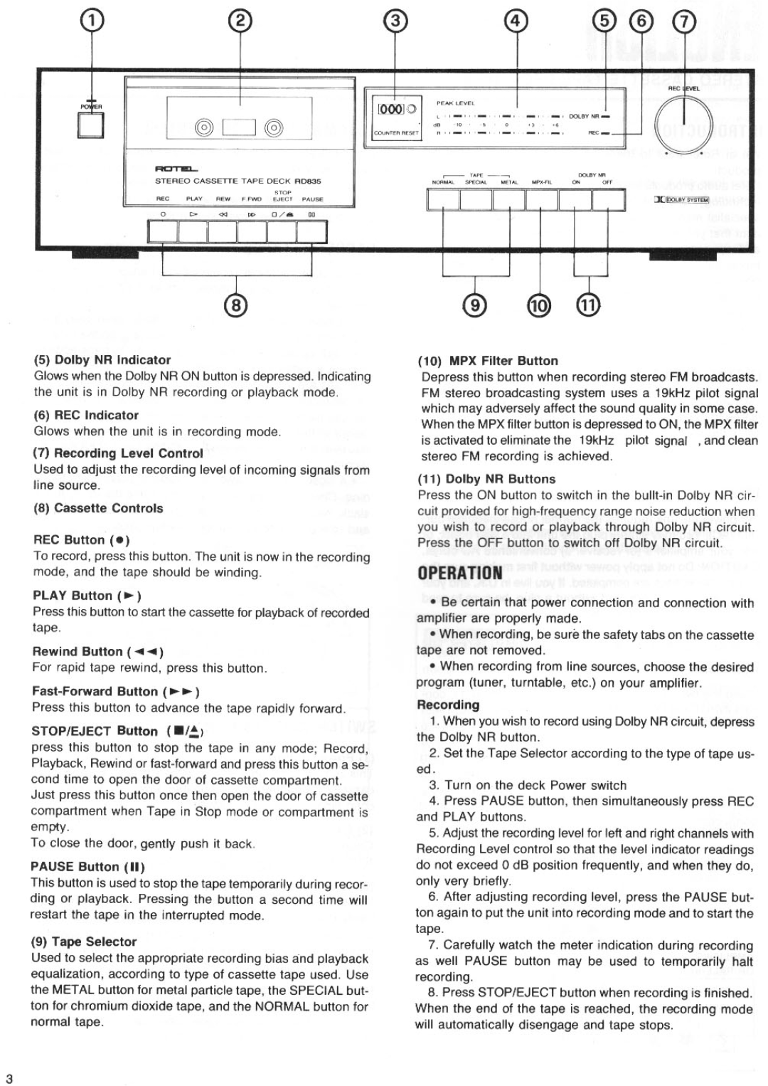 Rotel RD-835 manual 