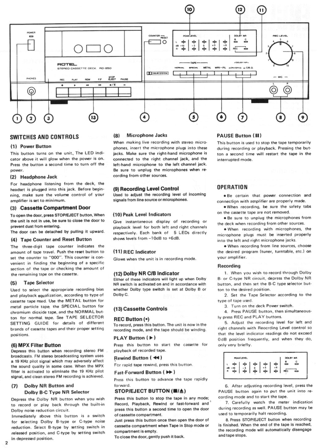 Rotel RD-850 manual 