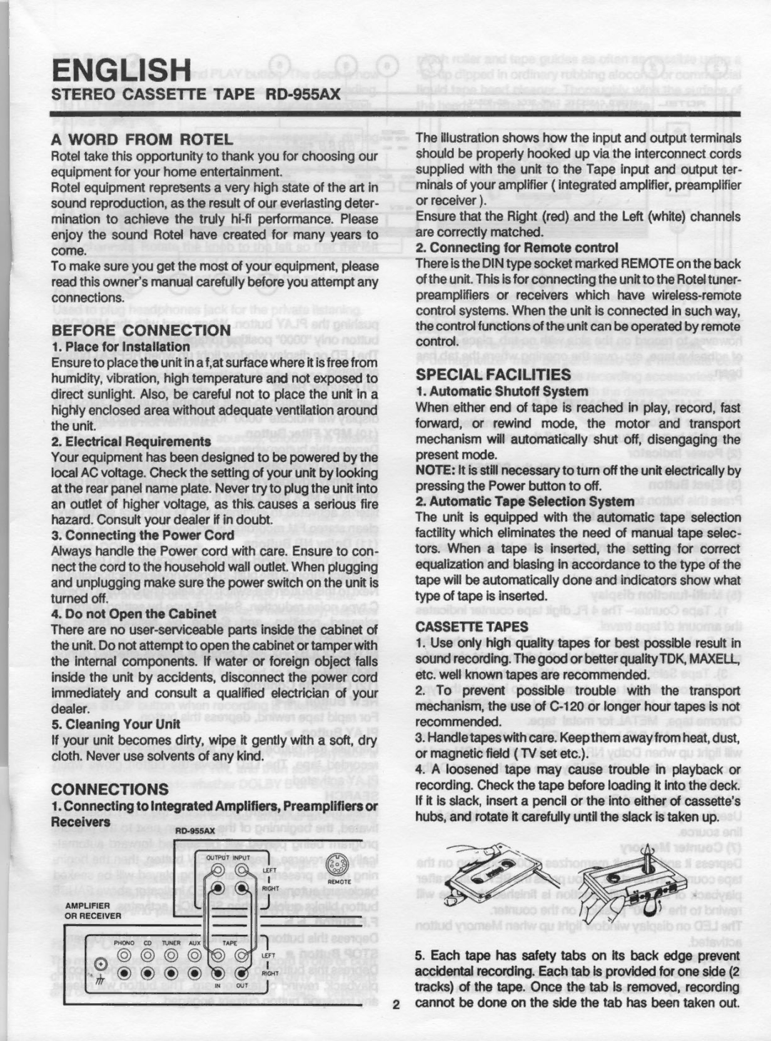 Rotel RD-955AX manual 