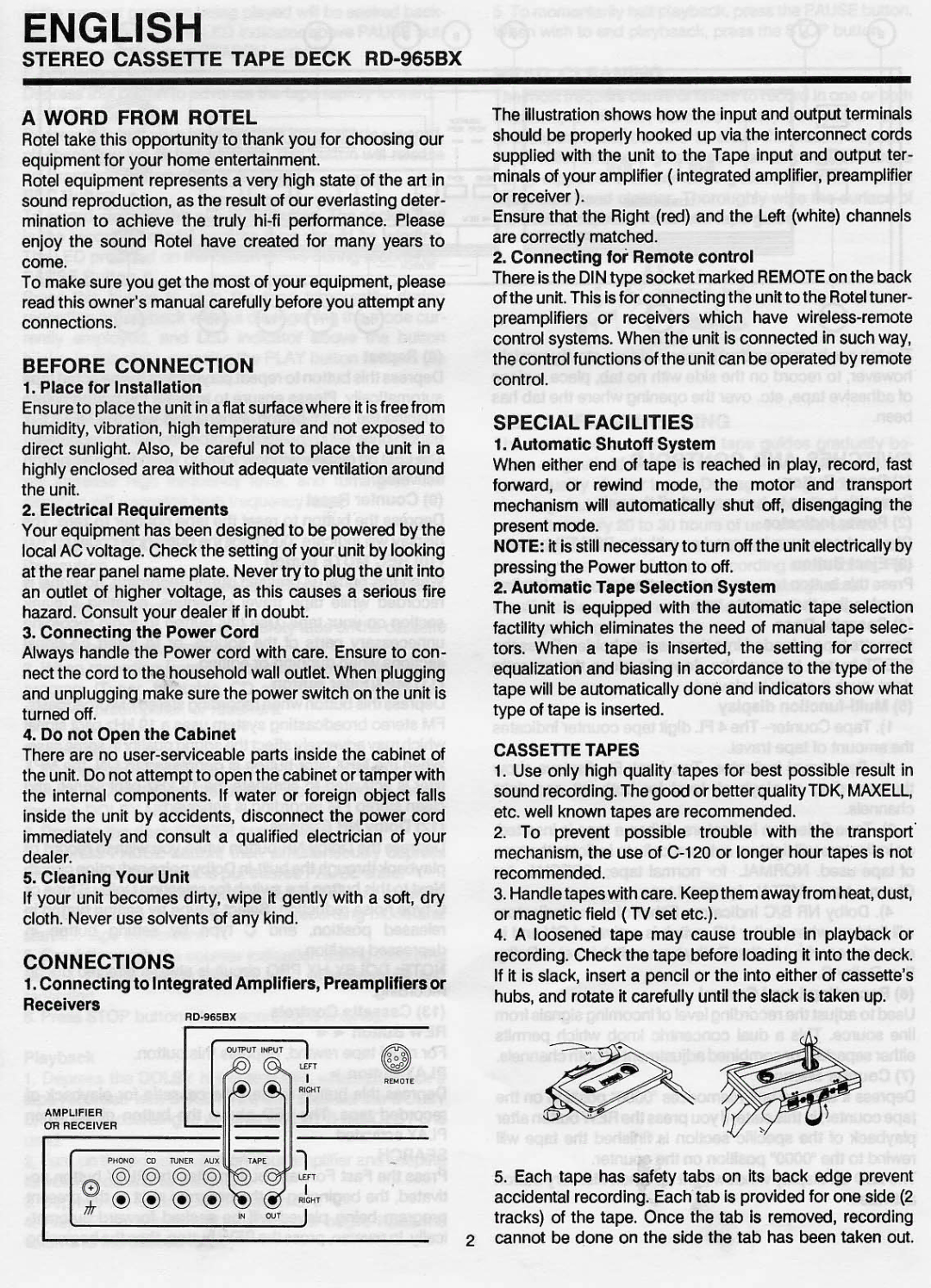 Rotel RD-965BX manual 