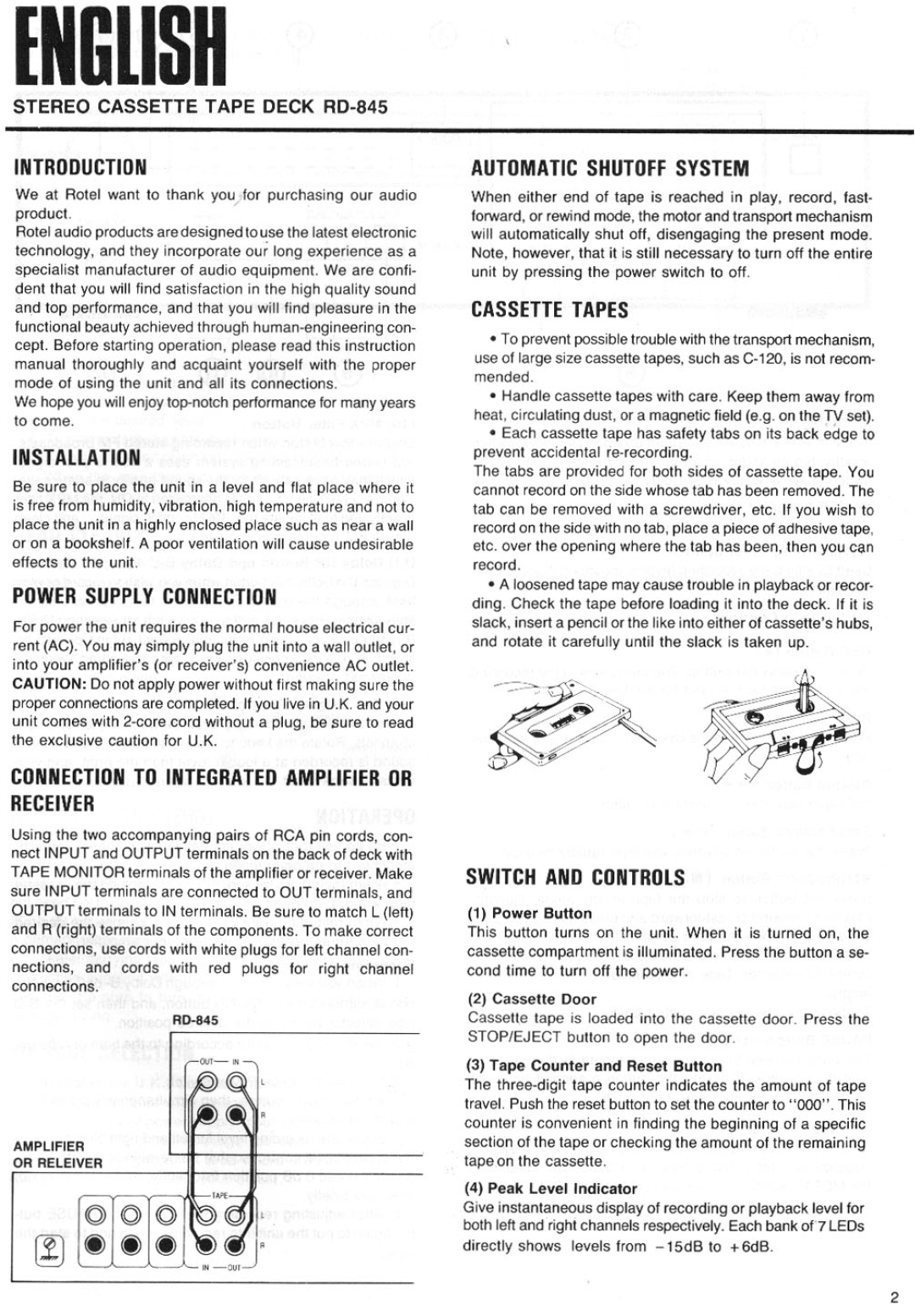 Rotel RD845 manual 