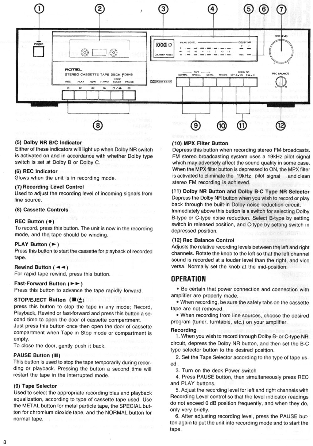 Rotel RD845 manual 