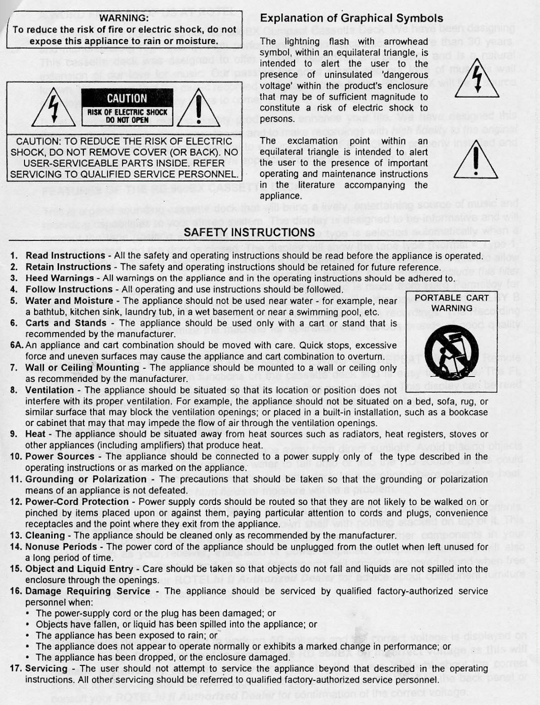 Rotel RD960BX manual 