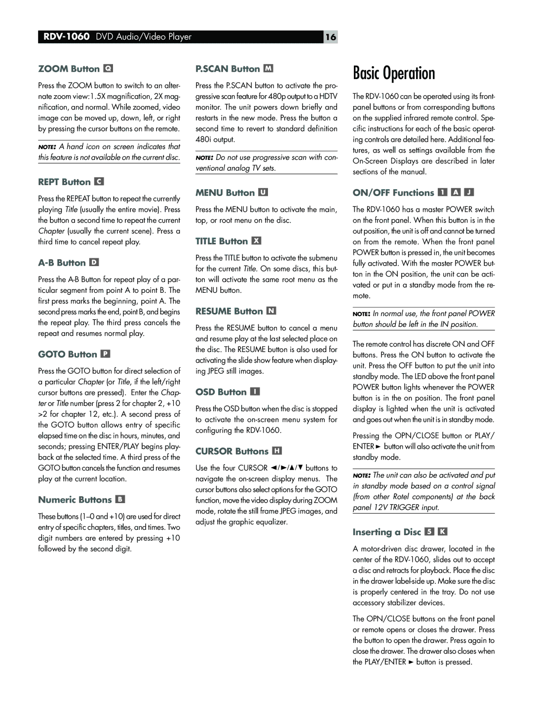 Rotel RDV-1060 owner manual Basic Operation 