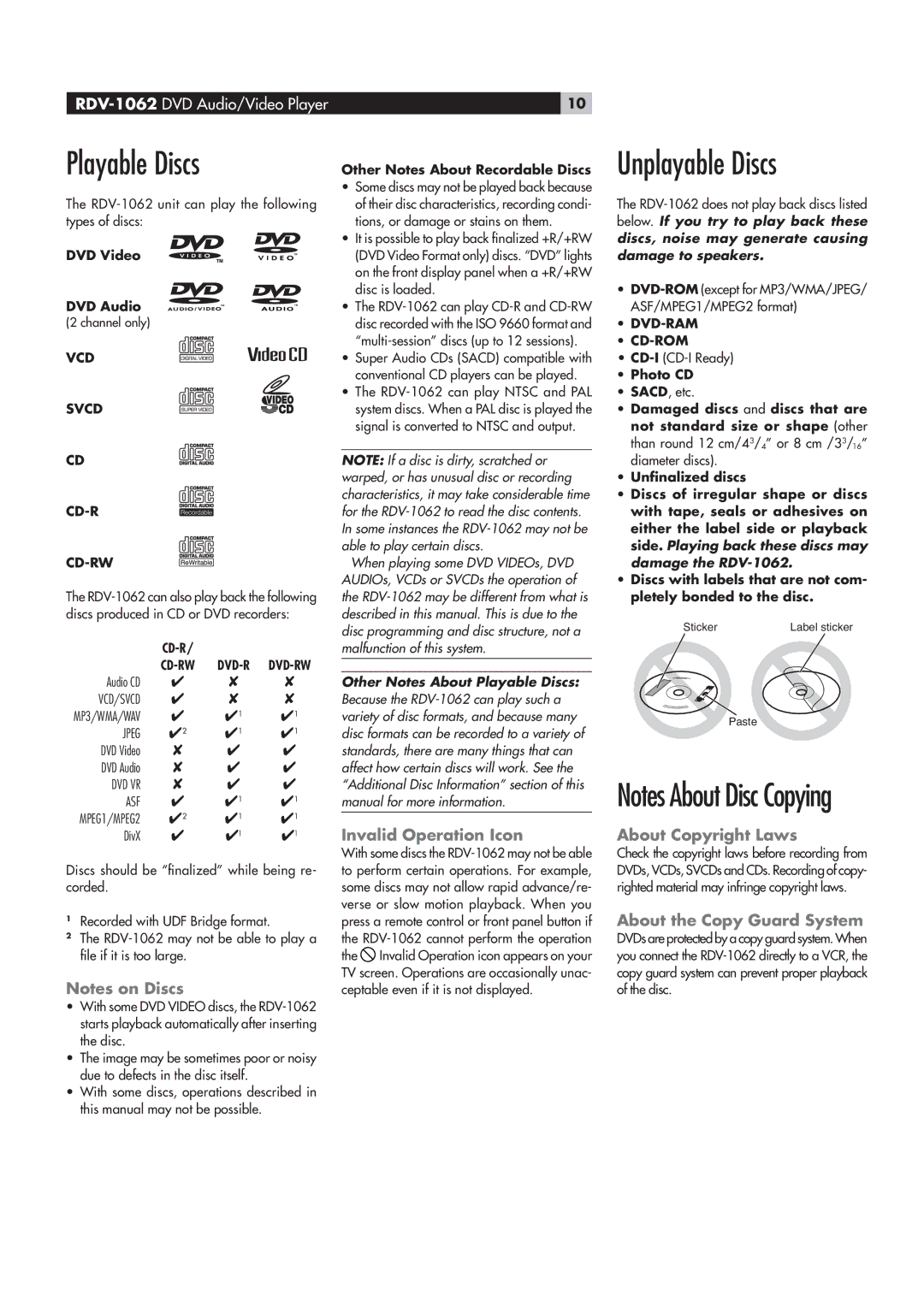 Rotel RDV-1062 manual ˜«ÞLiÊˆÃVÃ, œÌiÃÊLœÕÌÊˆÃVÊ œ«Þˆ˜ 