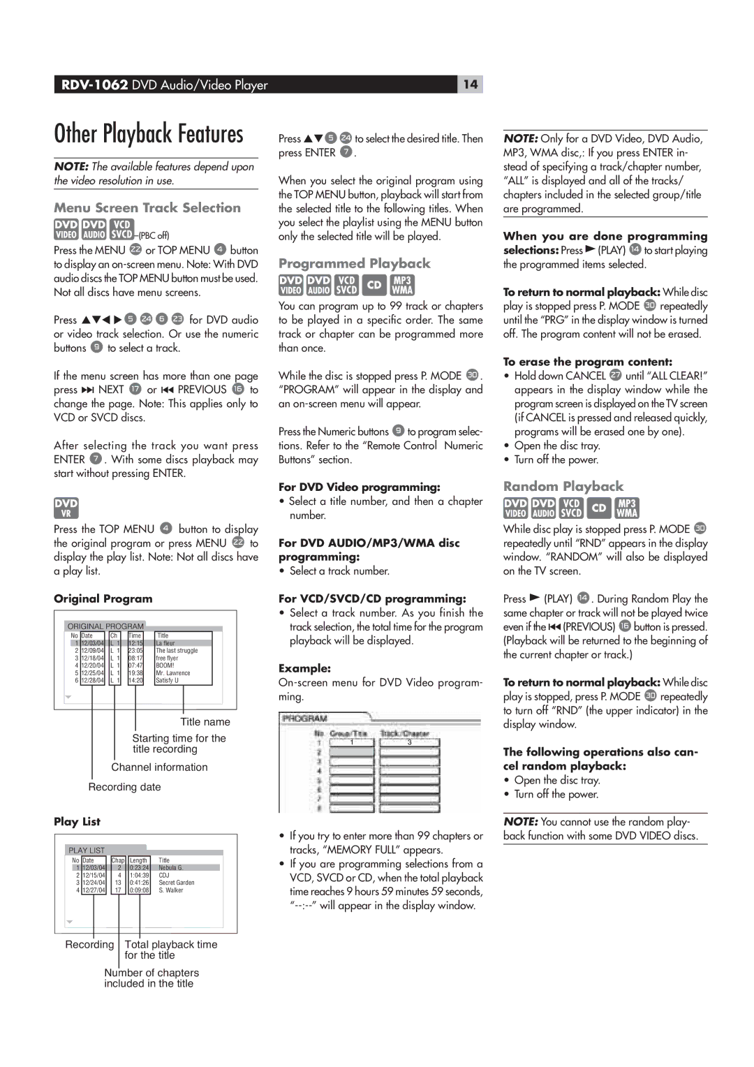 Rotel RDV-1062 manual …iÀÊ*ÞLVŽÊiÌÕÀiÃ, i˜ÕÊ-VÀii˜Ê/ÀVŽÊ-iiVÌˆœ˜, œÀ““i`Ê*ÞLVŽ, ˜`œ“Ê*ÞlvŽ 