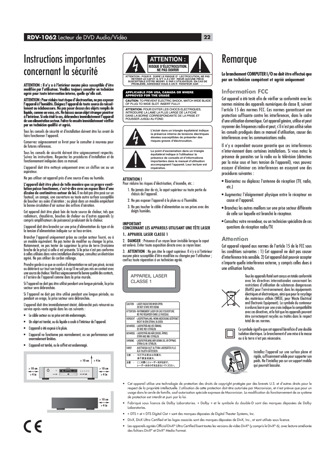 Rotel RDV-1062 manual “ÀµÕi, ˜vœÀ“Ìˆœ˜Ê, ÌÌi˜Ìˆœ˜,       