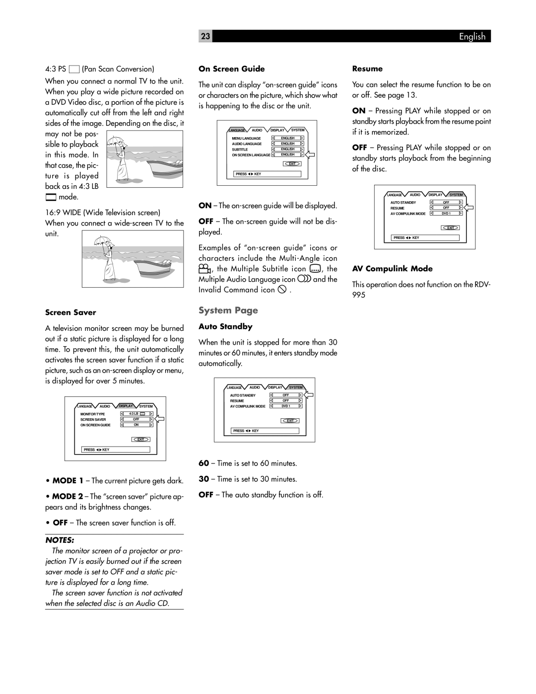 Rotel RDV-995 owner manual System 