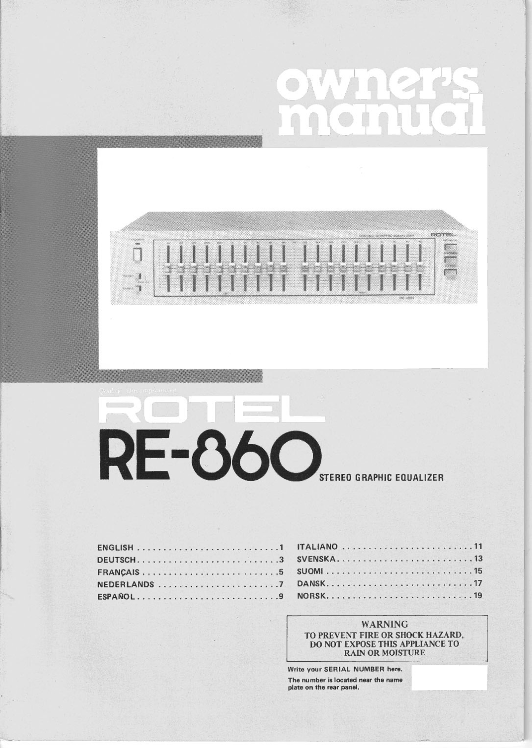 Rotel RE-860 manual 