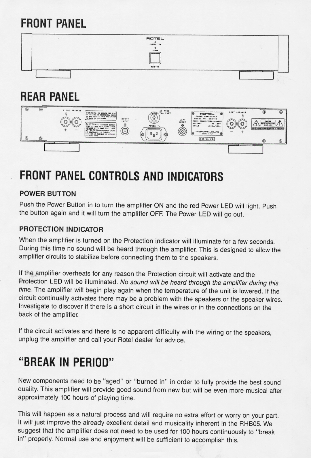 Rotel RHBO5 manual 