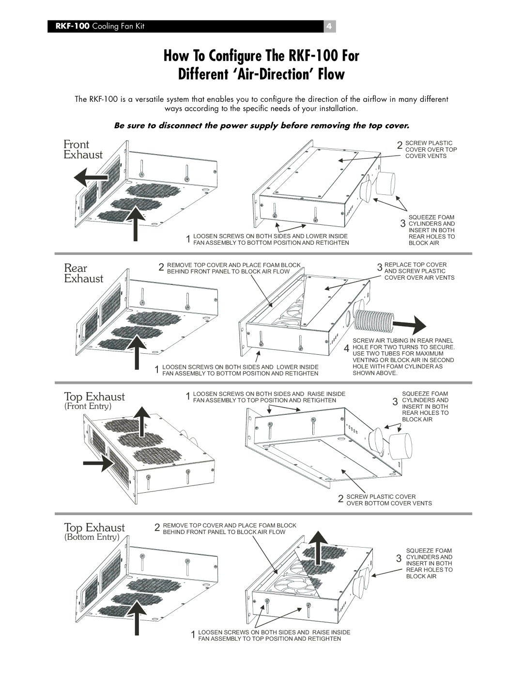 Rotel RKF-100 owner manual Rear Exhaust 