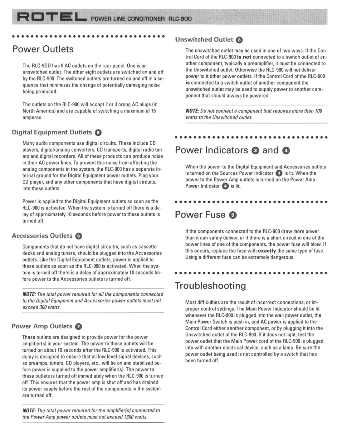 Rotel RLC-900 manual 