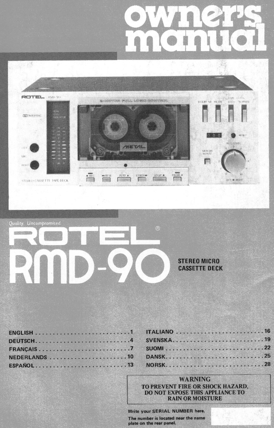 Rotel RMD-90 manual 