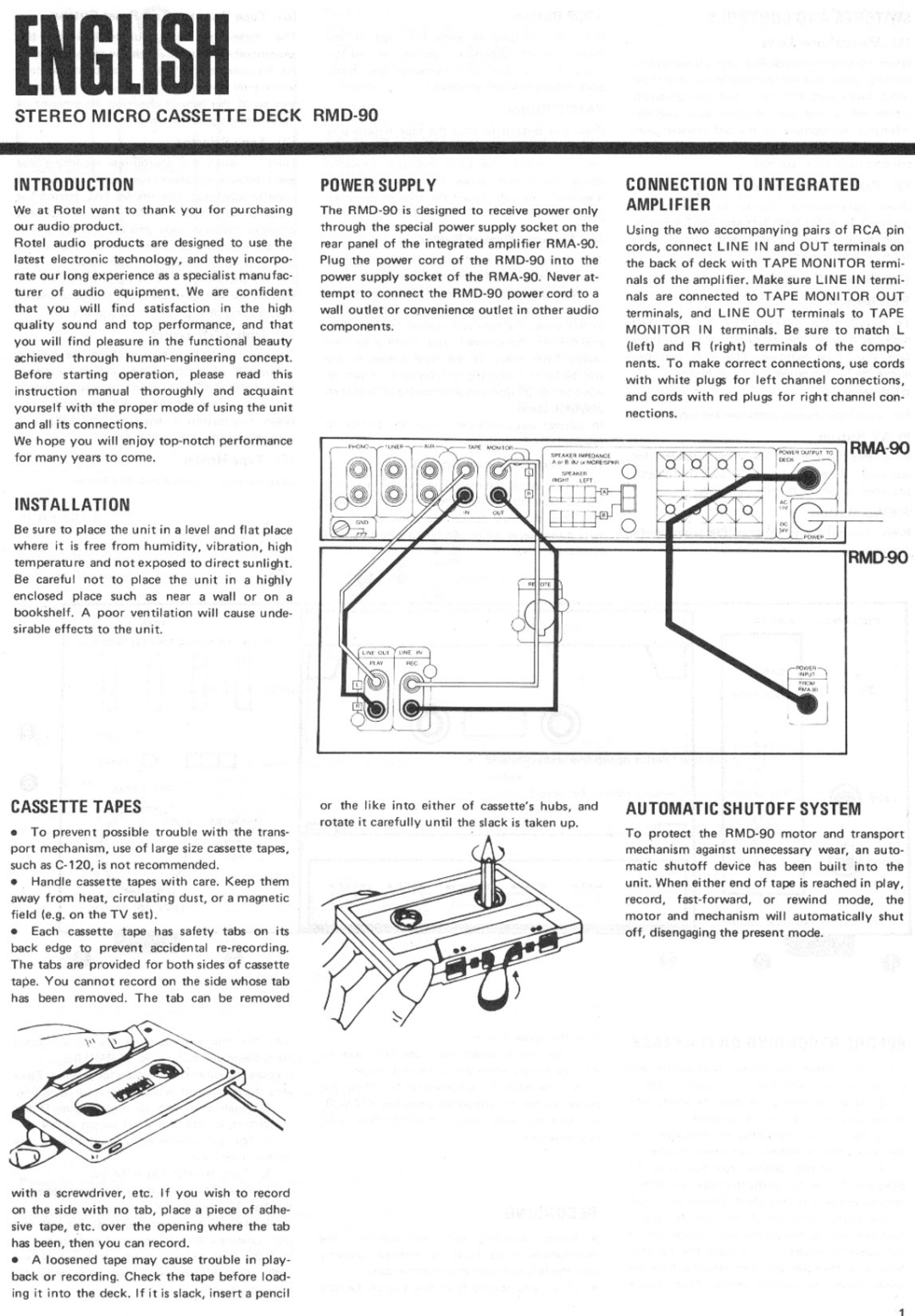 Rotel RMD-90 manual 