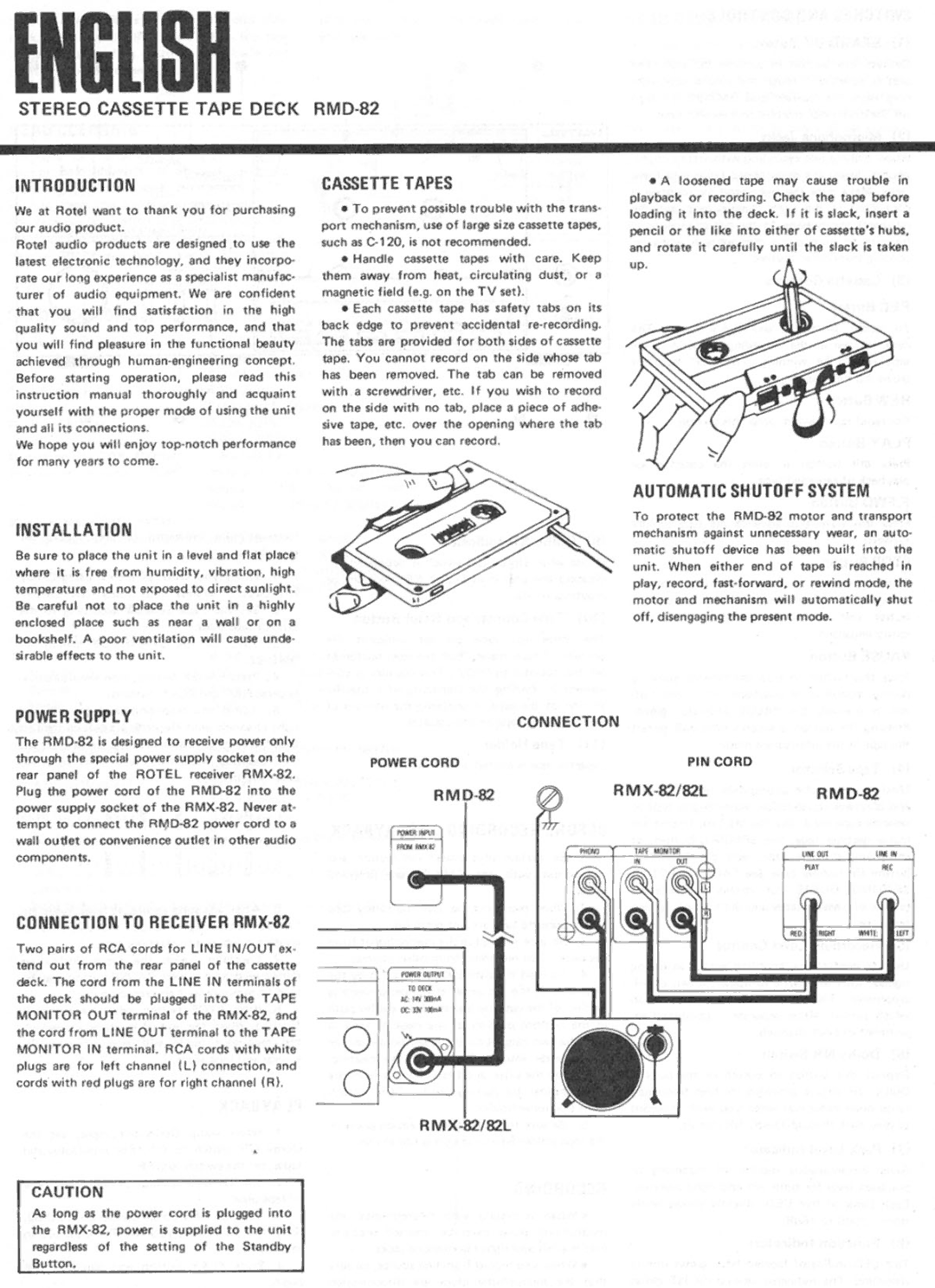 Rotel RMD82 manual 