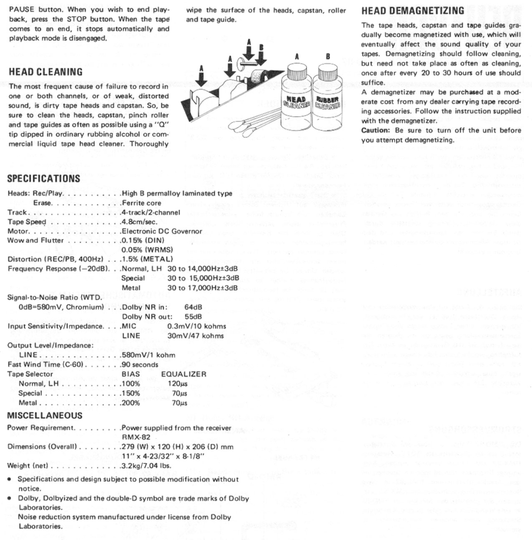 Rotel RMD82 manual 