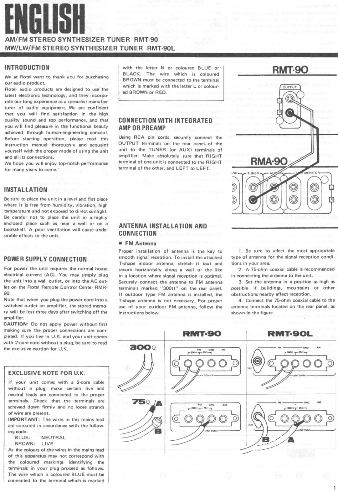 Rotel RMT90-L manual 