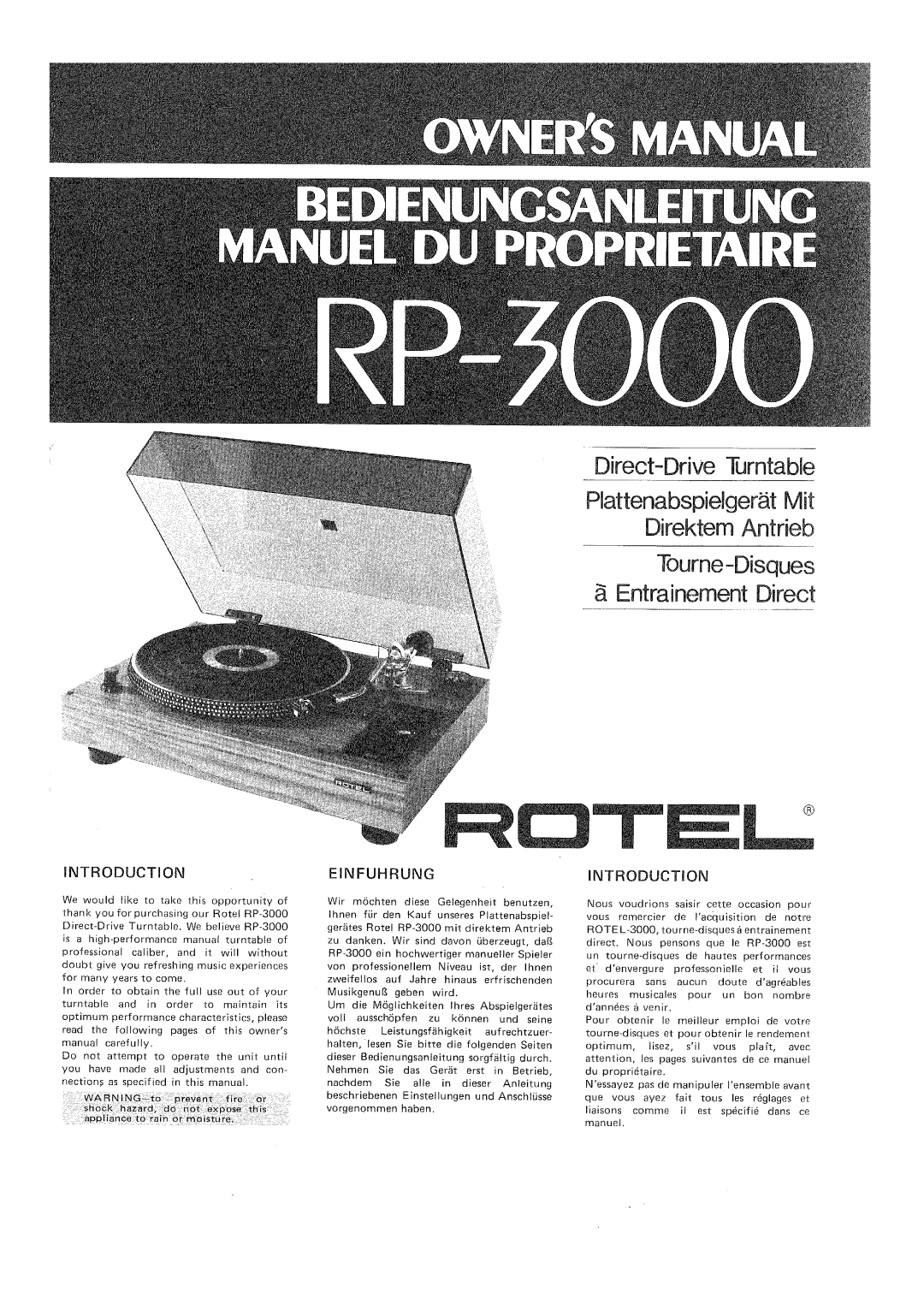 Rotel RP-3000 manual 