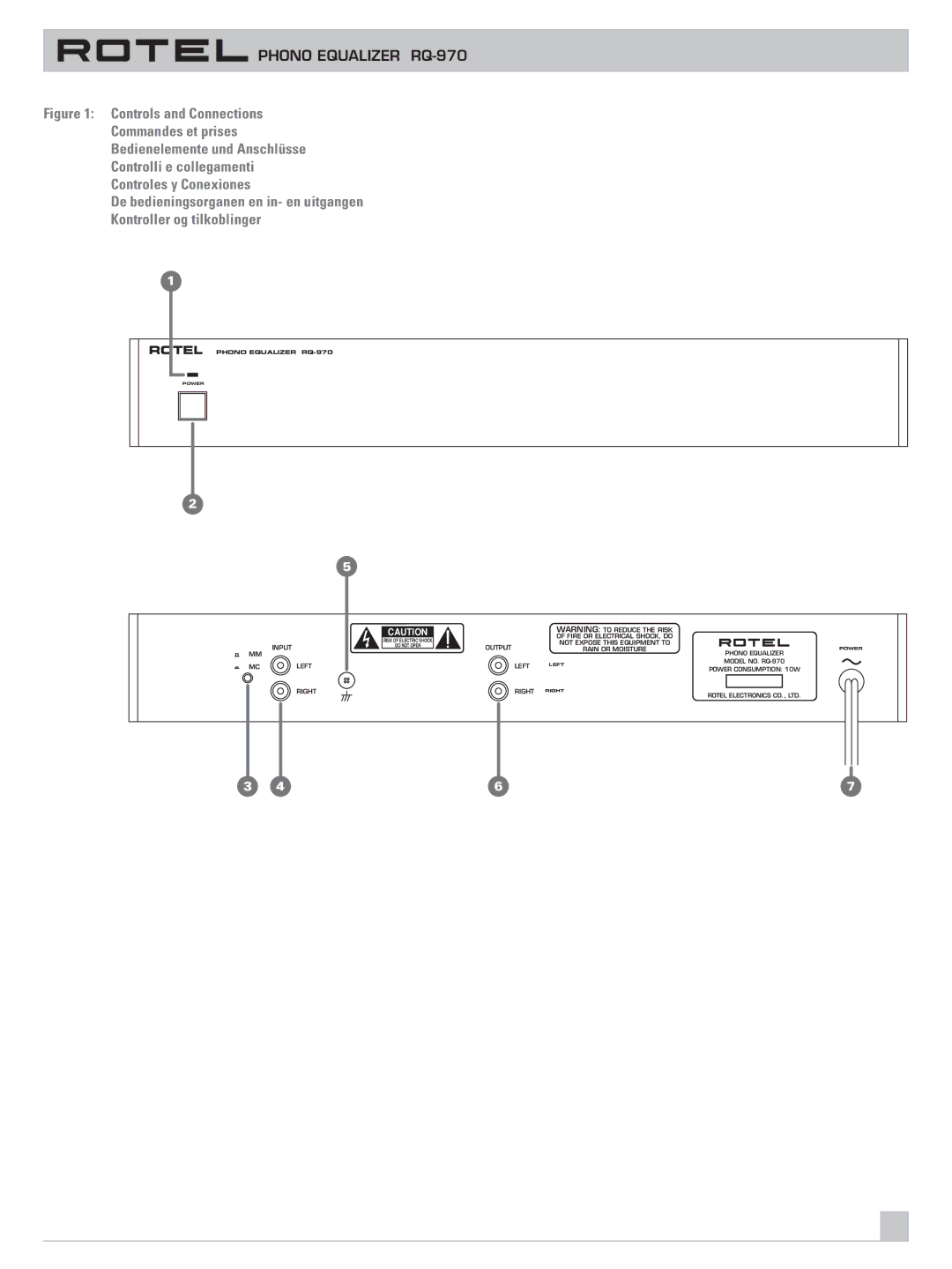 Rotel owner manual Phono Equalizer RQ-970 