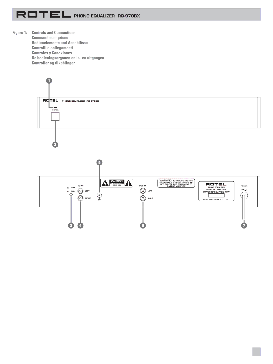 Rotel owner manual Phono Equalizer RQ-970BX 