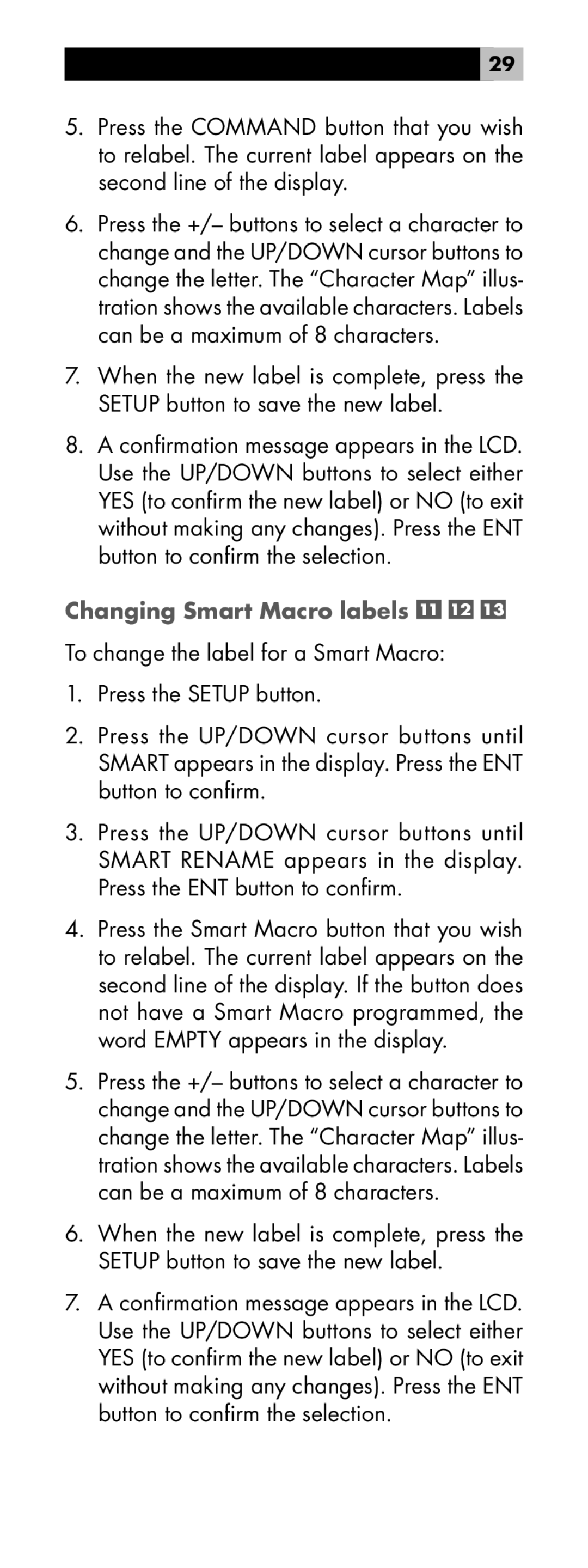 Rotel RR-1060 manual Changing Smart Macro labels 