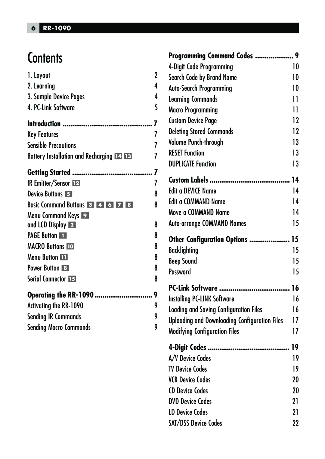 Rotel RR-1090 owner manual Contents 