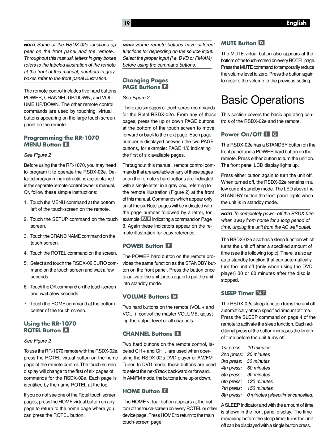 Rotel RSDX-02e owner manual Basic Operations 